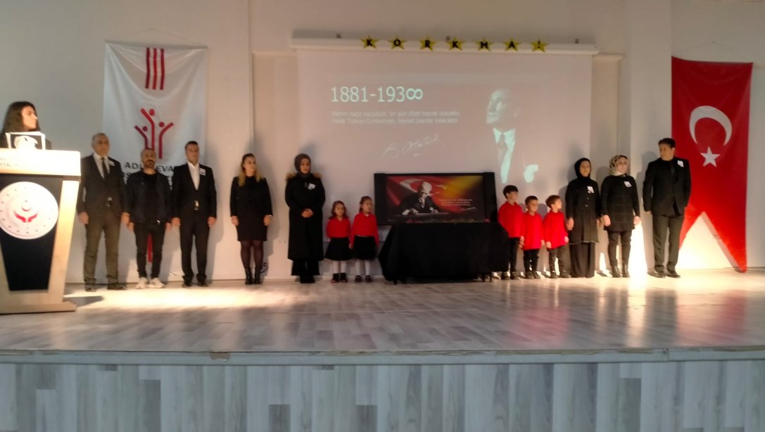 10 Kasım Gazi Mustafa Kemal Atatürk'ü Anma Programı Düzenlendi. 
